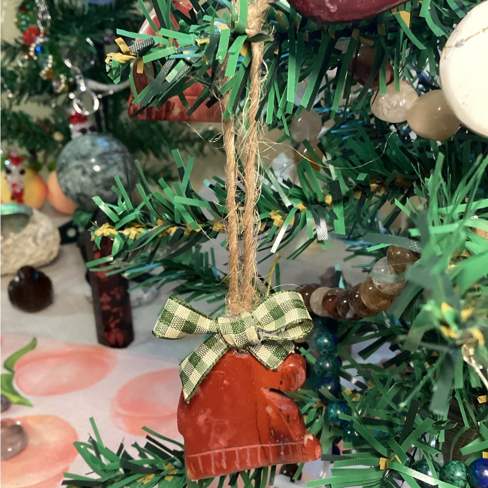 Mookaite crystal Santa hat ornament
